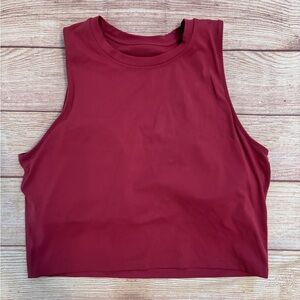 Sleeveless Burgundy Crop Top built in bra
